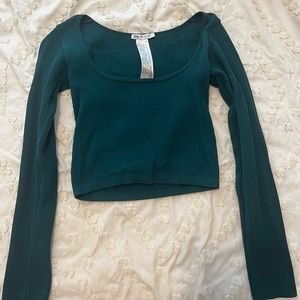zara long sleeve crop top square neck